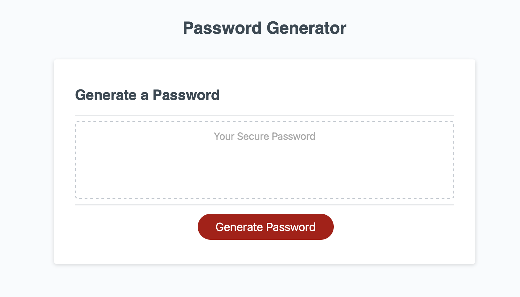 screenshot of password-generator