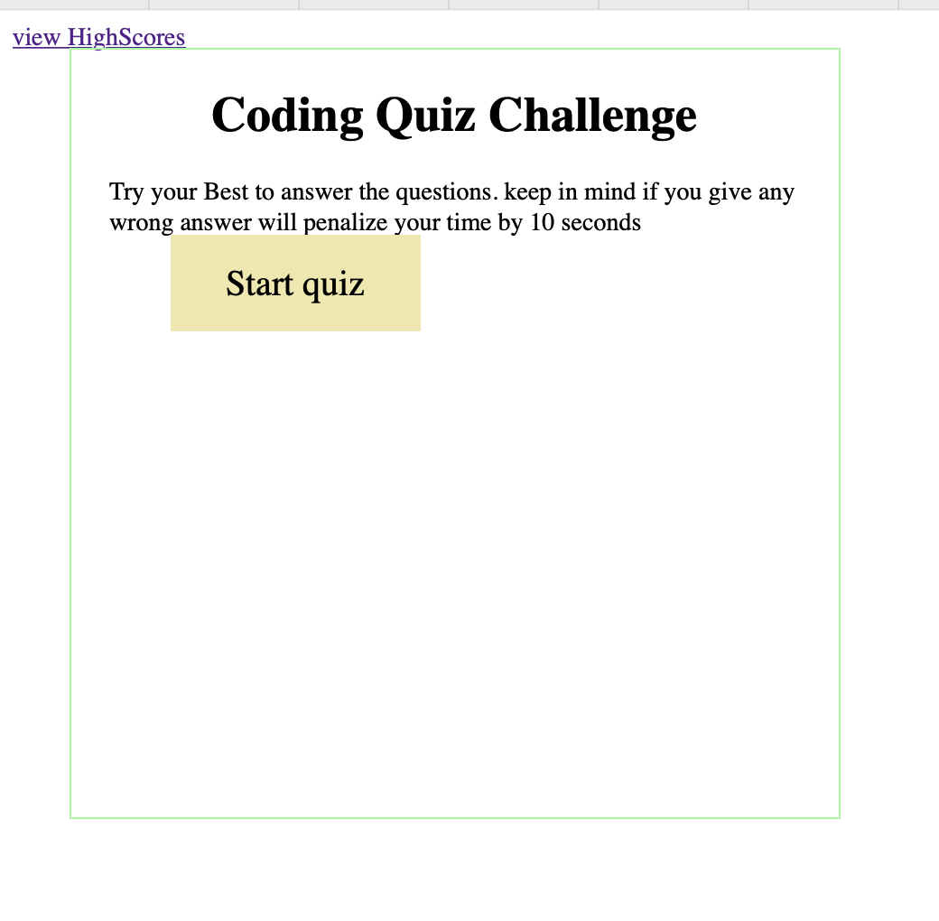 screenshot of Code Quiz